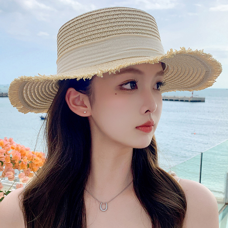 Women's Straw Beach Hat With Bow For Summer Holiday Style_voghion.com