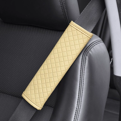 Seat belt shoulder pad, Pads, Lambskin Plaid Shoulder Pads - embossed-beige