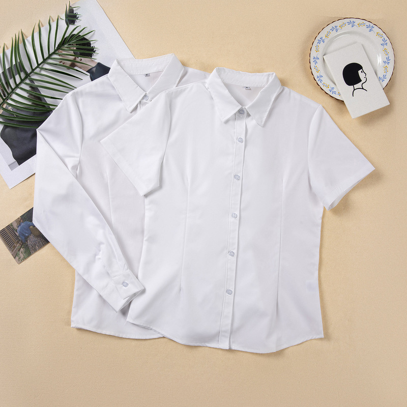 Japanese College Style Fresh Shirt Female Pointed Collar Long Sleeve Work Uniform Student Uniform Class Uniform White Shirt Female C1