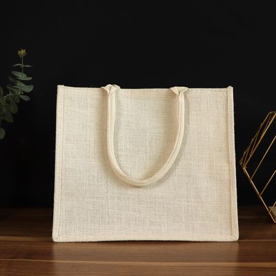 白麻布袋亚麻布包纯白色购物袋批发手提袋LOGO黄麻袋JUTE礼品袋子