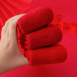 Демисезонные утепленные шерстяные носки, удерживающие тепло красные цветные гольфы