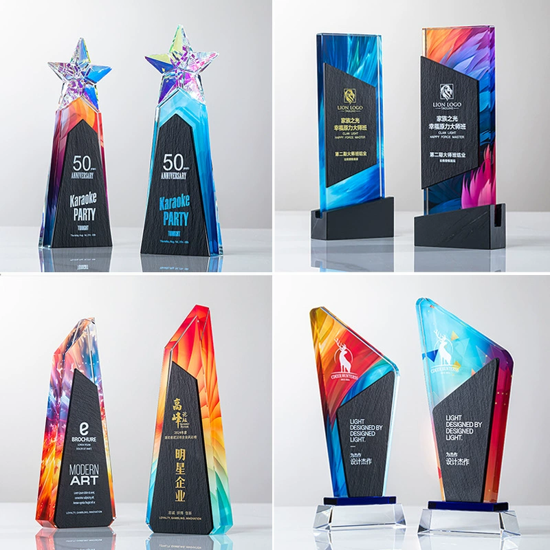 Новый хрустальный трофей с гравировкой, сувенирная медаль для выдающегося сотрудника, ежегодное собрание, цветная печать