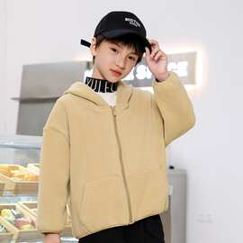 儿童外套春秋款男女孩摇粒绒秋装上衣宝宝衣服抗静电2026新款连帽