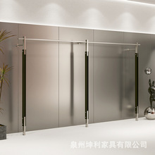 服装店不锈钢黑色展示架上墙架女装陈列架落地式简约货架挂衣架子