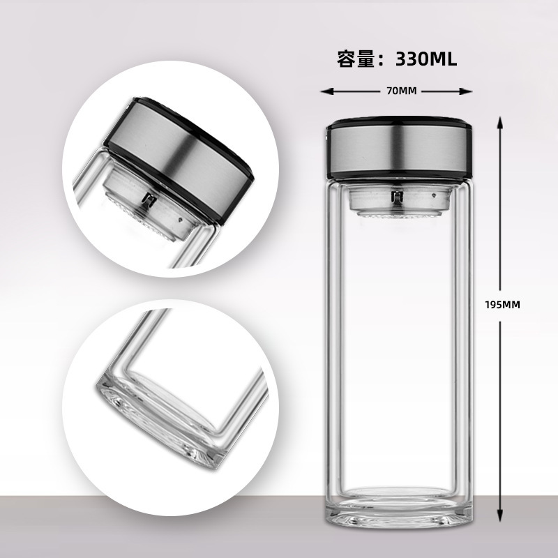 双层玻璃杯批发双层隔热耐高温高硼硅玻璃杯广告礼品杯子定制logo|undefined