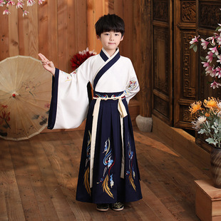 2023 New Autumn and Winter Hanfu Boys High-end Children Guoxue Master Ancient Suit Performance Suit Tang Suit Chinese Style Wholesale