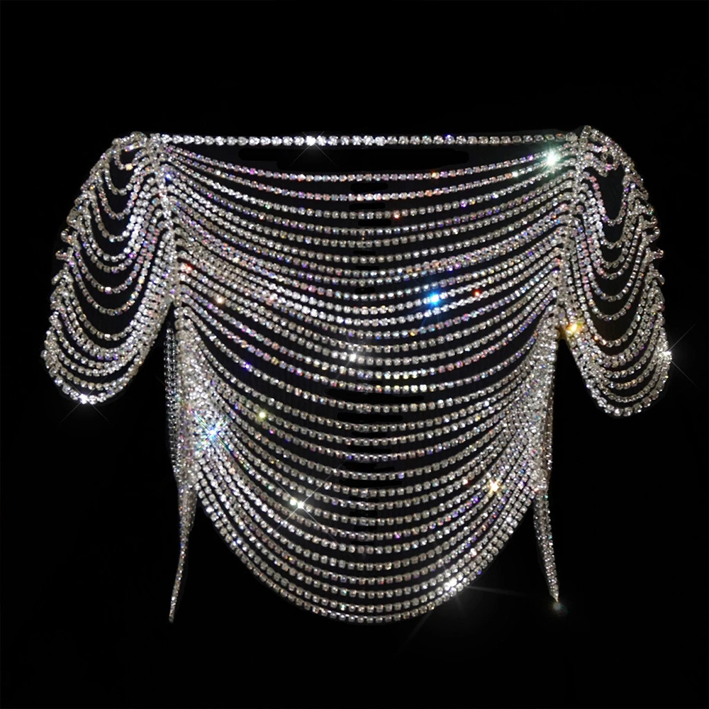 Venta caliente de Europa y América traje de bikini de diamantes Cadena de sujetador de múltiples capas de moda