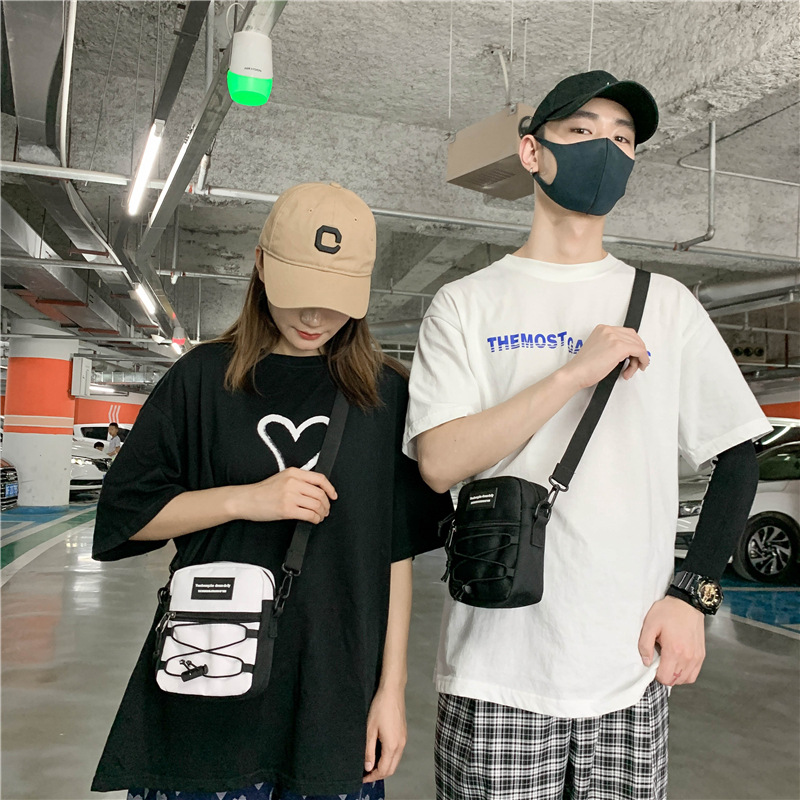67g Weight Zipper Closure Type Single Shoulder Strap Strap Type Crossbody Bag Bags Type Nylon Material Letter Pattern Streetwear Style Square Shape Khaki, Light Grey, White, Black Color Small Size Small Nylon Letter Streetwear Square Zipper Crossbody Bag 53
