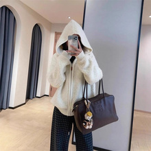 KK1173温暖氛围感宽松显瘦小个子连帽毛毛拉链外套女2025秋冬新