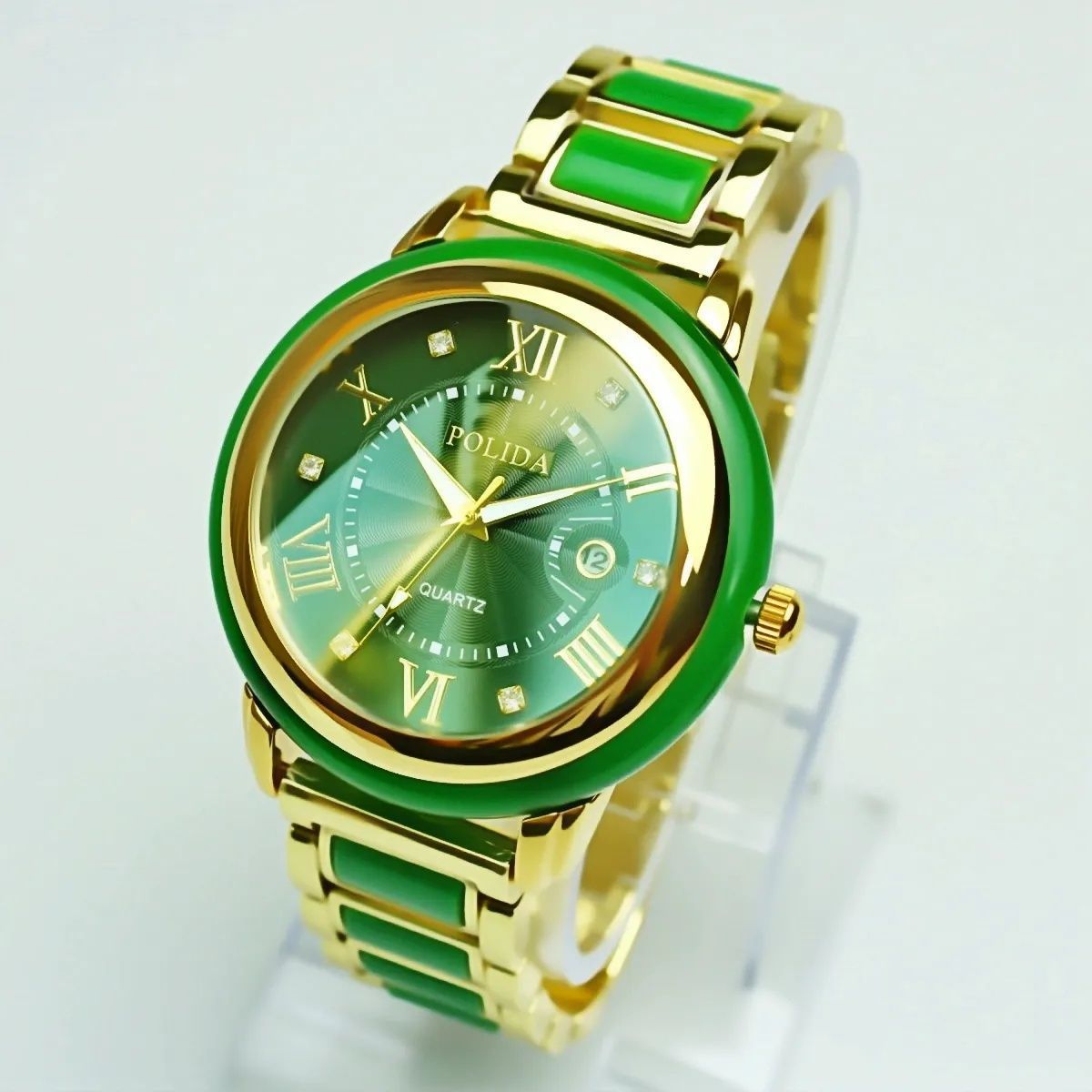 Herren Armbanduhr Mit Kalender Und Jadeoptik Chronograph Design_voghion.com