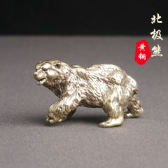 純黃銅北極熊桌面擺件居家銅雕茶寵擺飾古玩雜項老銅器工藝品批發