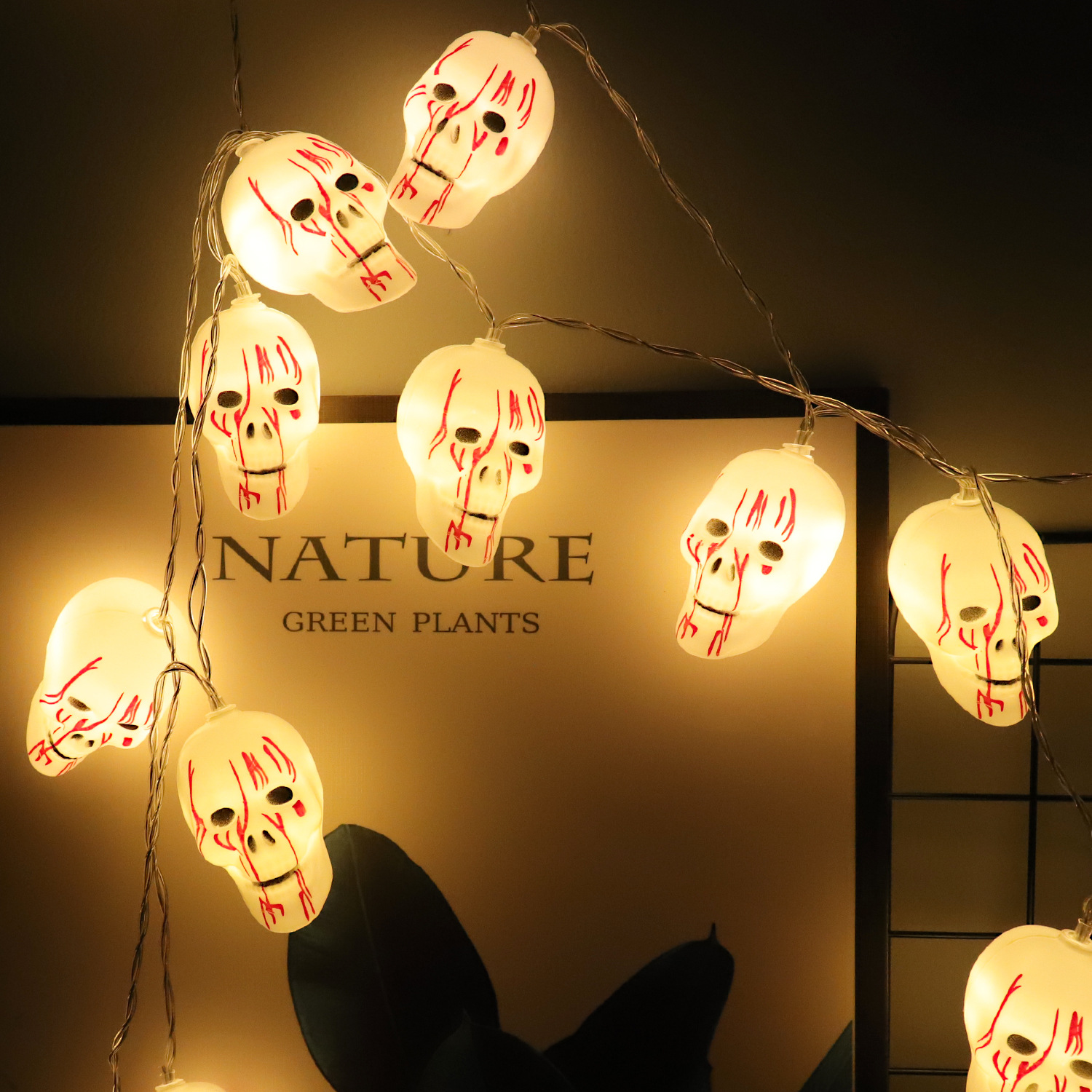 Decoración de ambiente de Halloween Lámpara de cadena LED Colgante de calabaza Festival de fantasmas Decoración de la escena de la fiesta Decoración Lámpara pequeña cadena transfronteriza