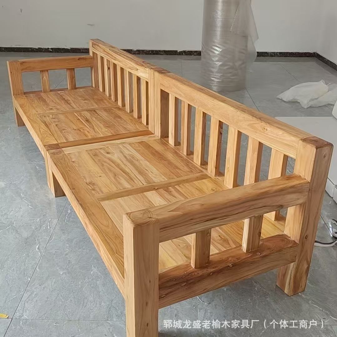 Manufacturer's Old Elm Wood Luohan Bed Chinese Style Solid Wood Color Living Room Sofa Bed Large Square Mortise and Tenon Structure Solid Wood