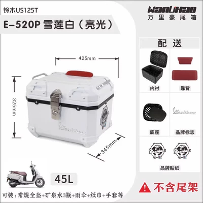 Alloy Electric Vehicle Trunk – Motorcycle trunk - suzuki-us125t-snow-lotus-white-520p-double-red-backrest