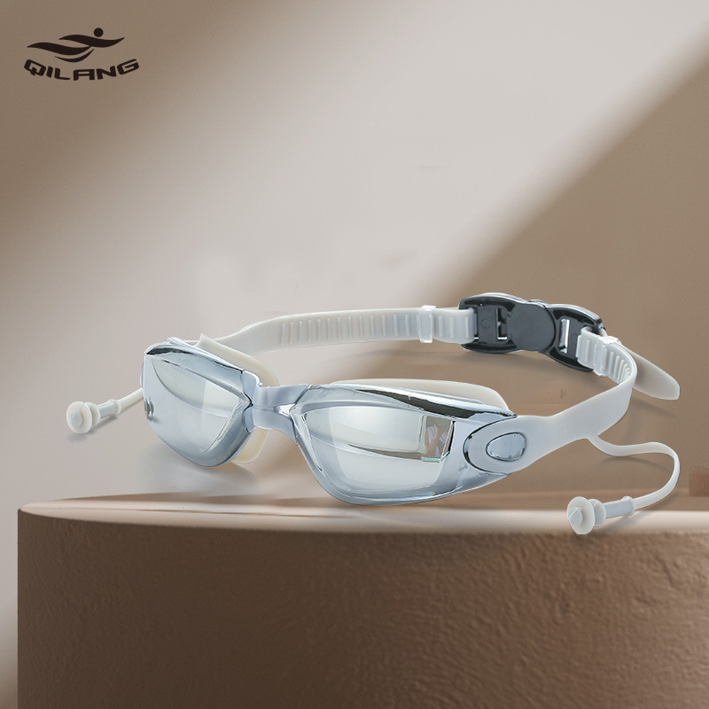 Gafas de Natación con Tapones para Oídos Integrados de PC Impermeable y Antivaho para Natación y Buceo