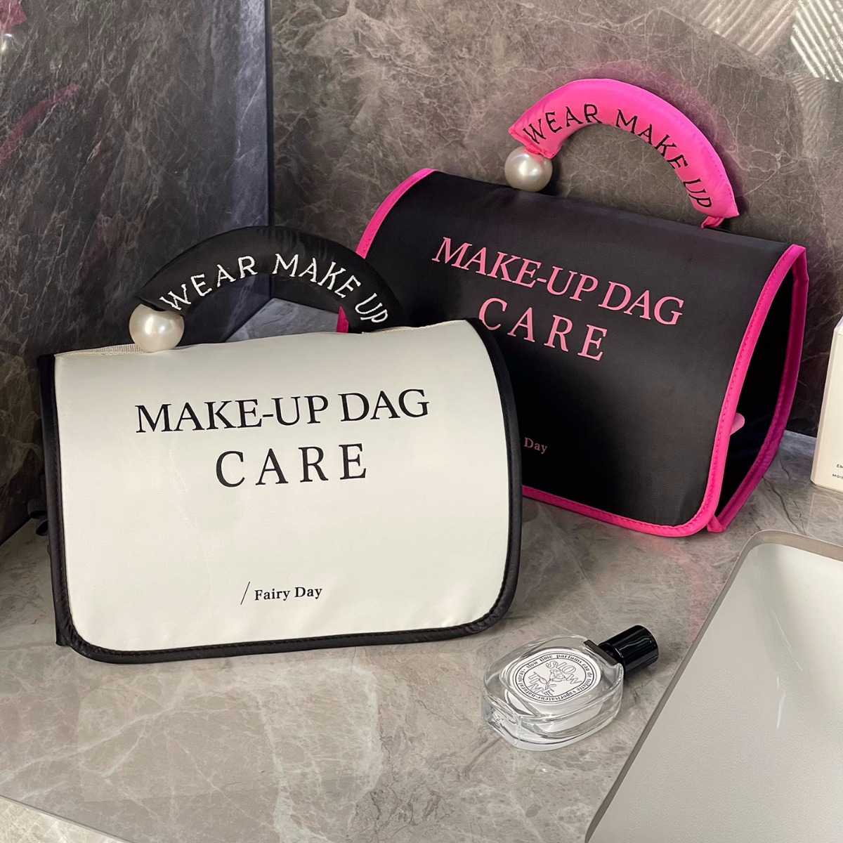 2024 nuevo bolso de lavado de perlas cuatro en uno portátil de gran capacidad alta sensación plegable bolsa de maquillaje para productos de cuidado de la piel de viaje