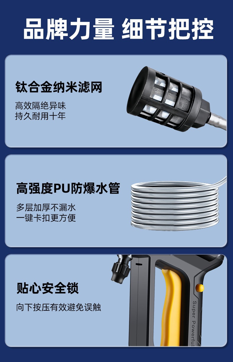 Deli Wireless Car Washing Machine High-Pressure Water Gun for Home and Car Cleaning Lithium Battery Rechargeable Booster Water Gun