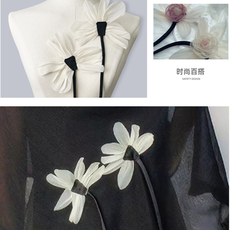 이우 액세서리 다목적 오간자 입체 꽃 패브릭 브로치 메쉬 의류 액세서리 코사지 장식 액세서리