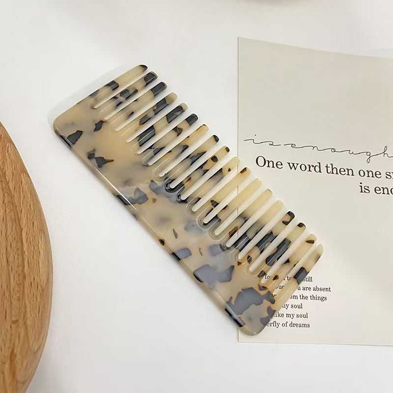 Exportación transfronteriza a Japón y Corea del Sur peine de dientes anchos de venta caliente fibra ácida acetato ecológico esponjoso peine para mujer peine para el cabello seco y húmedo