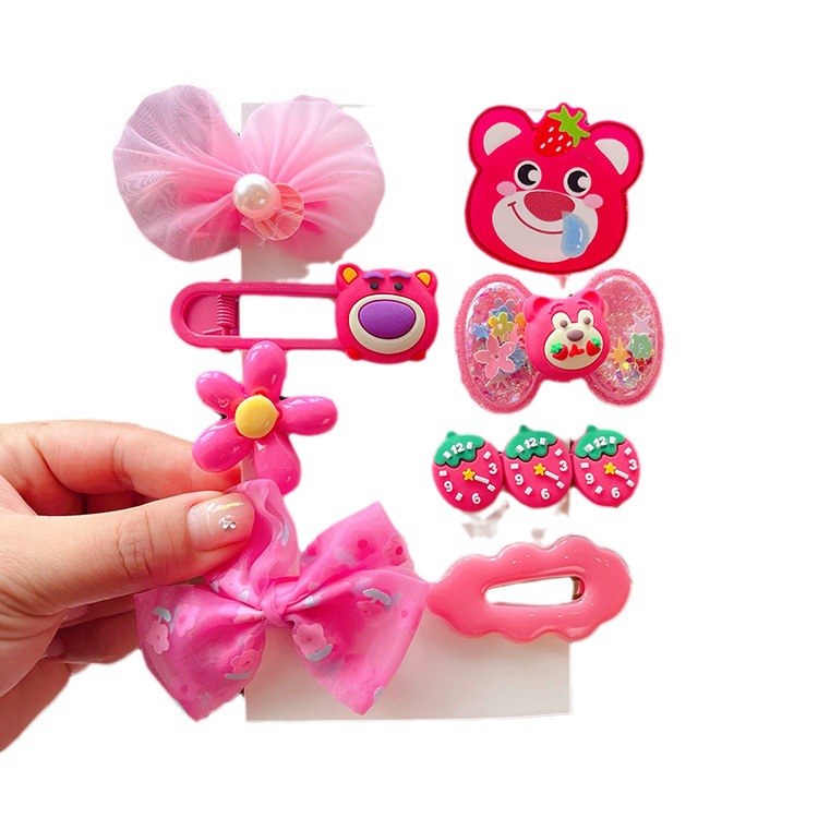 Horquilla de los niños princesa arco tocado lindo bebé de alta apariencia fresa oso orejas Bangs horquilla rota Nuevo