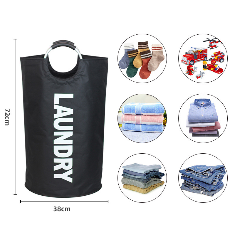 Transfronterizo de aluminio portable Oxford tela bolsa de ropa sucia bolsa de almacenamiento de ropa sucia cesta de ropa sucia bolsa de almacenamiento de juguetes plegable