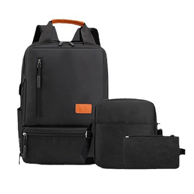 Backpack, large-capacity, high-end backpack, three-piece schoolbag, men's bag, business backpack, multi-functional charging computer bag undefined