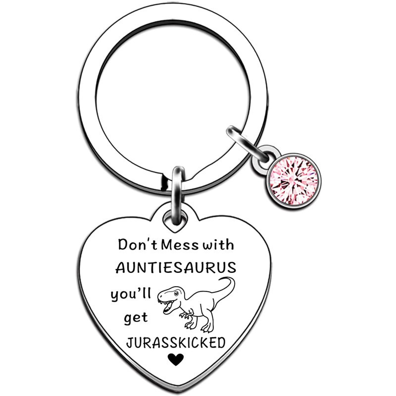 Children's Day Girl Gift Pet Keychain Just a Girl Birthstone Peach Heart Stainless Steel Engraved Key