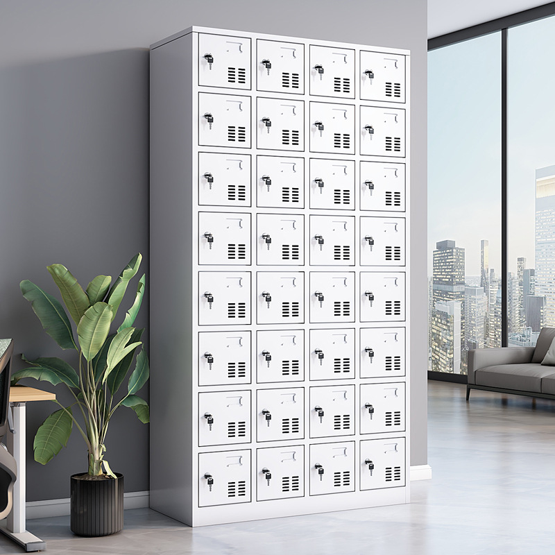 Metal Locker with 24 Doors, Employee Storage Cabinet with 32 Compartments, Lockable Factory Workshop Shoe Cabinet, Multi-Door Mobile Phone Cabinet