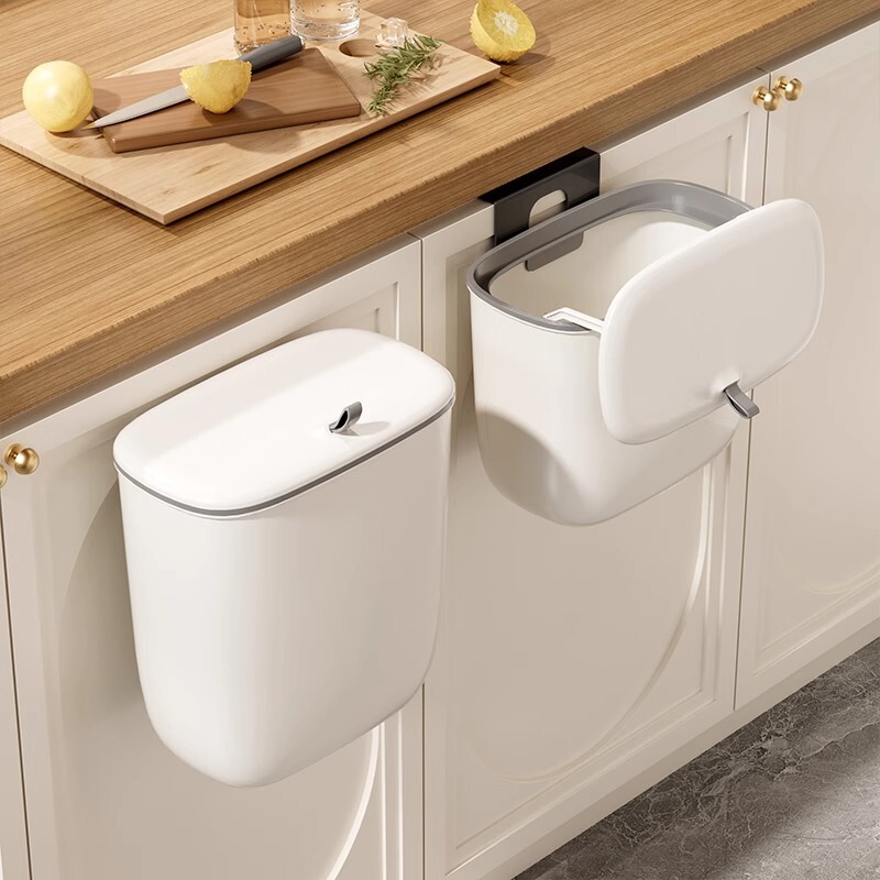 Kitchen trash can wall-mounted household with lid toilet toilet living room wastebasket cabinet door hanging new product wholesale