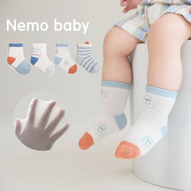 2022 verano nuevos calcetines de bebé calcetines de algodón de malla ultrafina calcetines de bebé recién nacidos calcetines de media pantorrilla de dibujos animados para niños y niñas