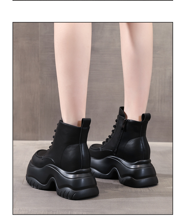 Boot martin nữ đế dày tôn dáng cổ cao gầy bên trong — Màu be chi tiết 16
