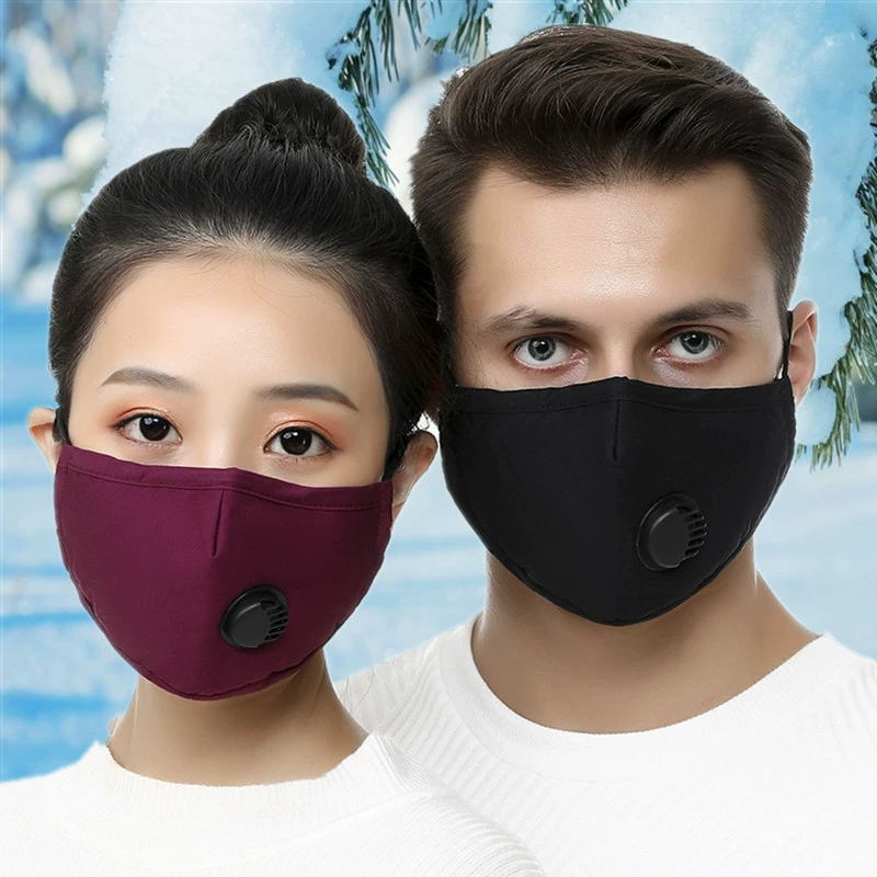 Прямые продажи завода PM2.5 дышащая клапанная хлопковая тканевая маска для активного отдыха против пыли - активированный уголь, защитная утепляющая ушная маска