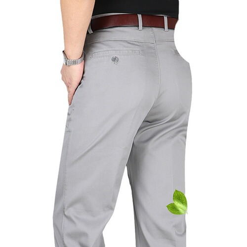Perky Kangaroo  New Men's Casual Pants Ice Silk Cotton Business Elastic Middle-Aged and Elderly Father Long Pants