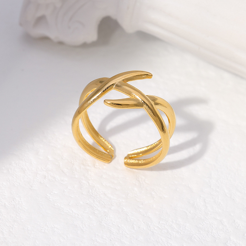 Fashion Geometric Stainless Steel Criss Cross Open Ring