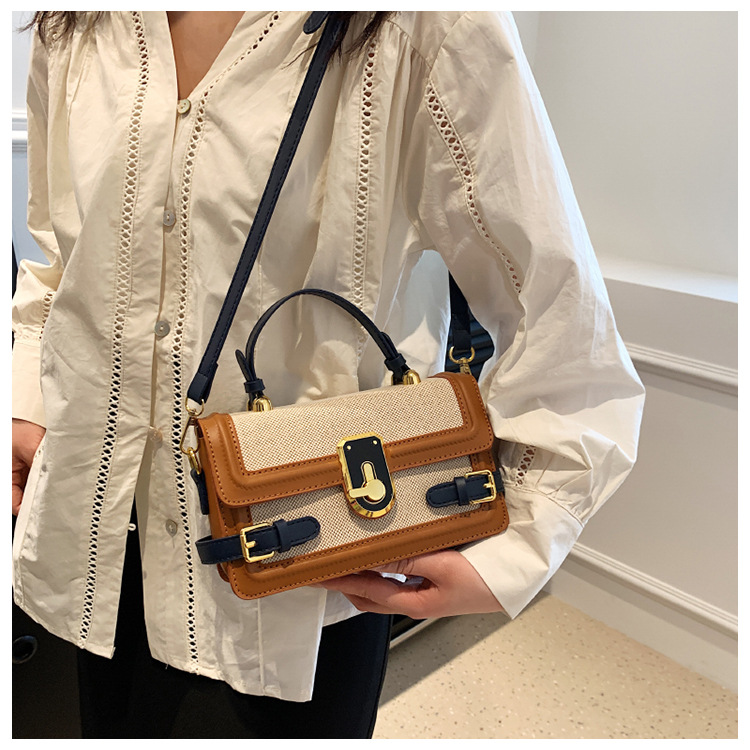 Bolso bandolera de alta gama con diseño de nicho, multicolor, de moda, con bloques de color, pequeño y cuadrado, con múltiples bolsillos para mujer.