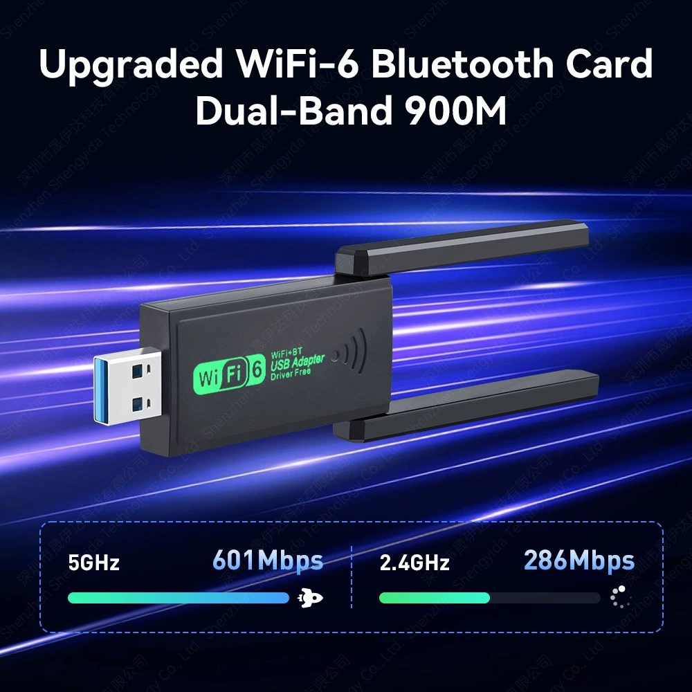 Компьютерная внешняя USB-приемная AP-передатчик WiFi6 без драйверов двухдиапазонная 5G Bluetooth 5.4 двухв-ная беспроводная сетевая карта