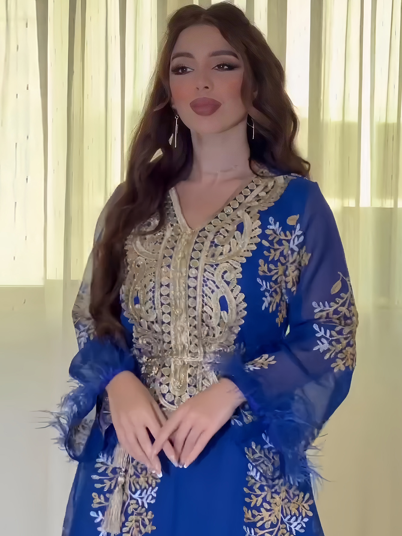 Damenbekleidung Bestickte muslimische Roben Arabische Kleidung Kleider_voghion.com