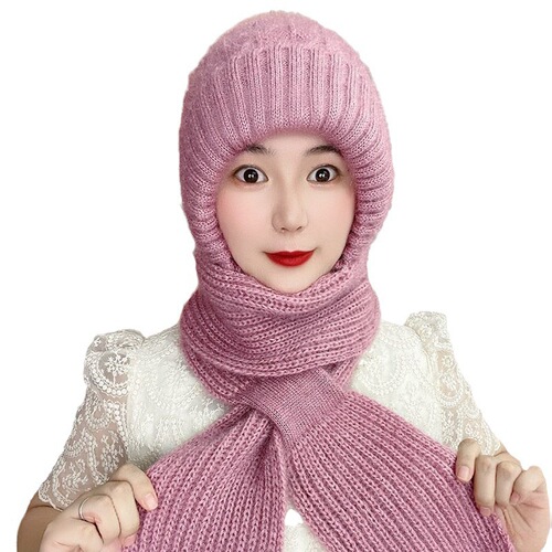 Lionhead Autumn and Winter Squirrel Fleece Hat and Scarf Combo Snow Hat with Fleece Wool Hat with Button Ear Protection Knitted Hat
