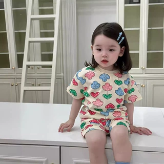 宝宝夏装薄款儿童短袖套装夏季韩版童装女童短袖T两件套夏装衣服