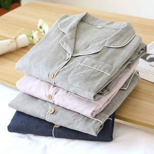 Men's and Women's Pajamas Cotton Home Clothes Simple New Spring and Autumn Color Spinning Pajamas Couples Cotton Suit