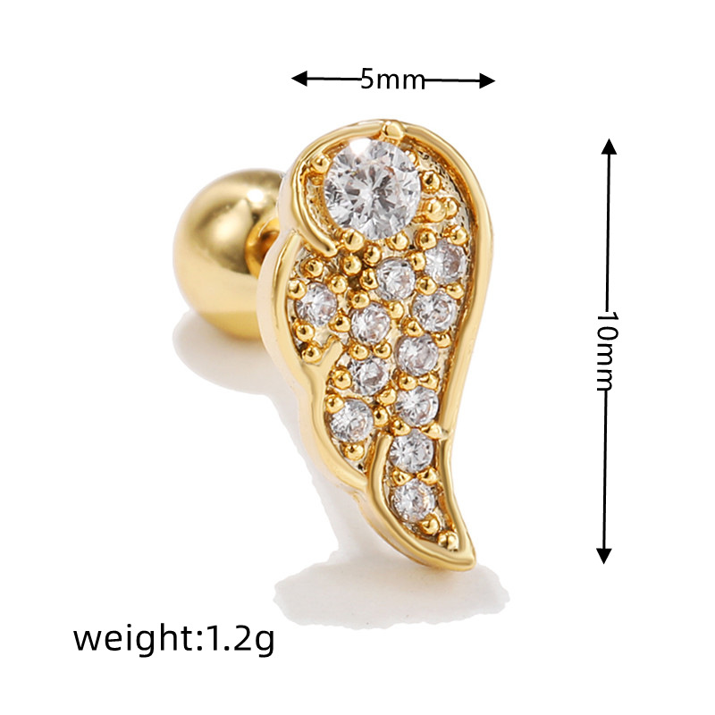 Fashion Star Brass Inlay Zircon Ear Studs 1 Piece