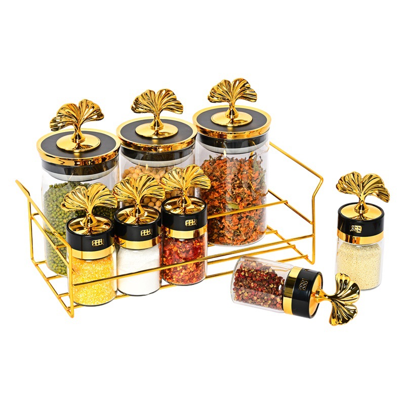 Creativo nuevo lujo luz vidrio condimento tarro hogar traje cocina granos vidrio sellado tarro fábrica al por mayor