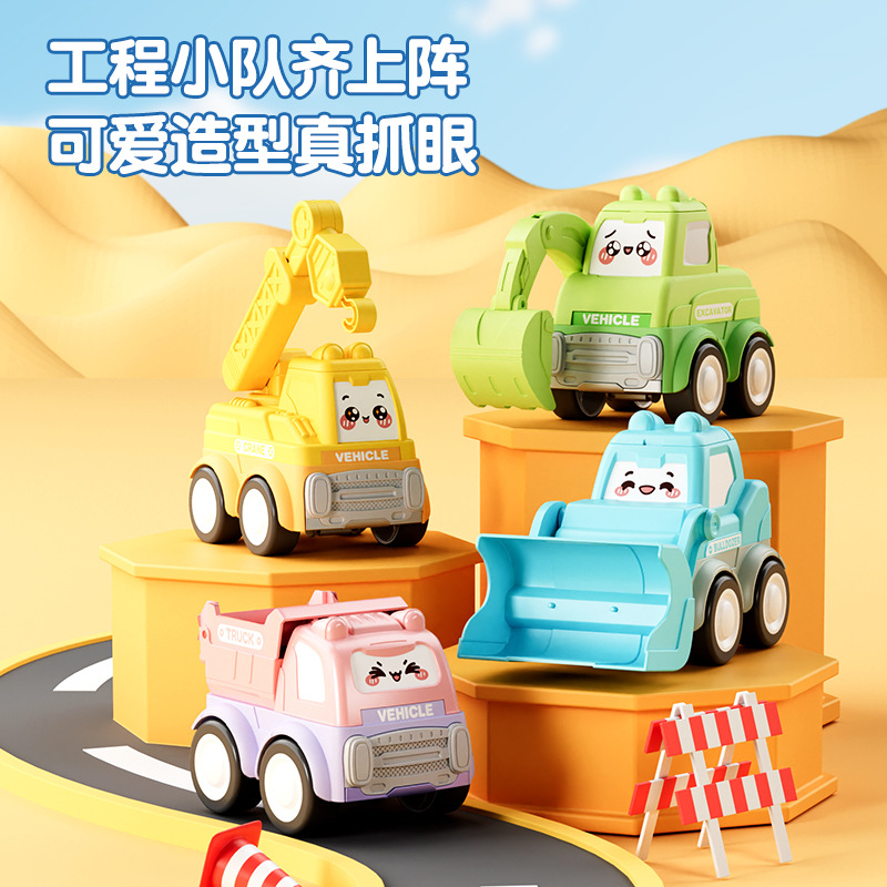 Gran tamaño de dibujos animados inercia vehículo de ingeniería excavadora grúa camión de carga niños inercia 0 - 3 años juguetes
