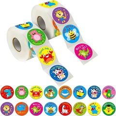 Wholesale roll-packed children's toys strong adhesive animal thank you decorative sticker labels