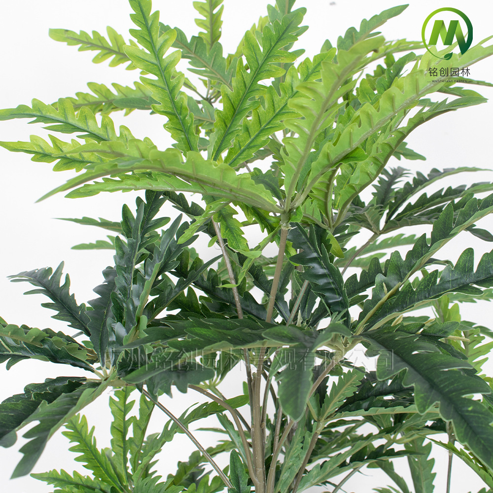 Planta de simulación Sala de estar con maceta de madera de pavo real Planta verde de simulación Planta en maceta de hoja octogonal Planta de interior de madera de pavo real grande