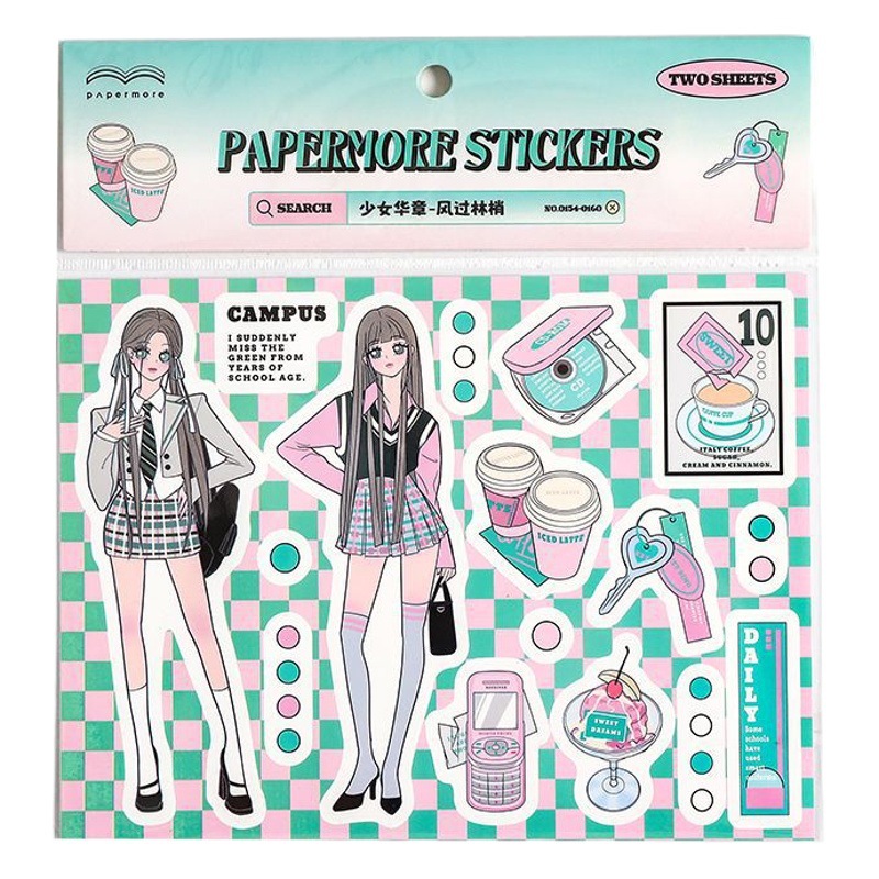 PaperMore chica Hua Zhang pegatinas autoadhesivas lindo personaje de dibujos animados Gu Ka mano cuenta pegatinas 4 modelos