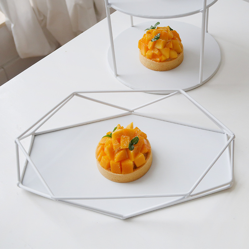 De doble capa té de la tarde snack rack mesa de postre de la boda de dos capas estante de postre cosméticos pantalla rack de almacenamiento de estilo adornos image 4