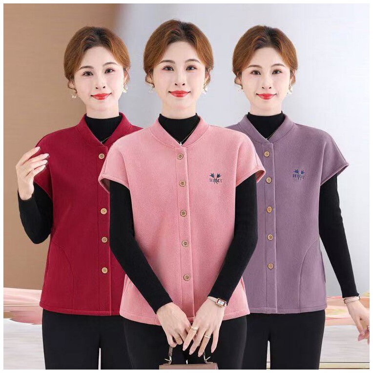 Women's stand-up collar neck-protecting fleece vest for autumn and winter, windproof and warm, with shoulder protection, cardigan-style jacket Women's stand-up collar neck-protecting fleece vest for autumn and winter, windproof and warm, with shoulder protection, cardigan-style jacket