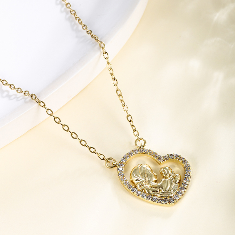 Xuping joyería collar en forma de corazón Europa y Estados Unidos personalidad cruzada collar de clavícula con colgante de diamante collar regalo del Día de la Madre