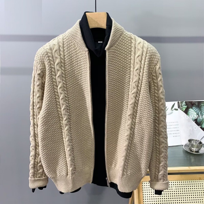 2022 Spring and Autumn Cardigan Sweater Men's Simple All-match Solid Color Sweater Trendy Men's Jacket 2022 Spring and Autumn Cardigan Sweater Men's Simple All-match Solid Color Sweater Trendy Men's Jacket